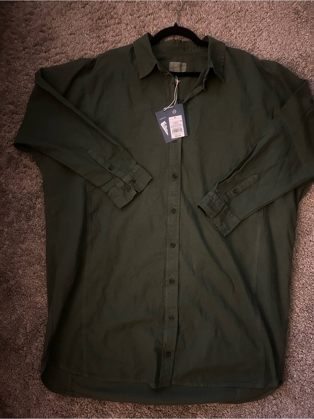 Universal Thread Long-Sleeve Shirt Dress in Olive Green